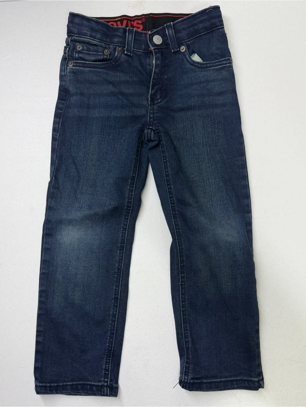Levi’s 514 Boys Straight Fit Jeans Size 5 Regular Dark Wash Stretch Denim
